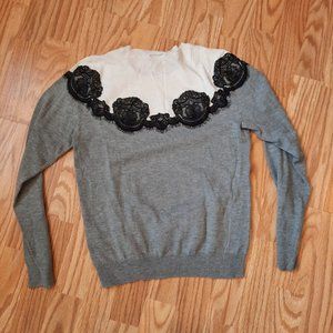 Vince Camuto Gray Lace Sweater